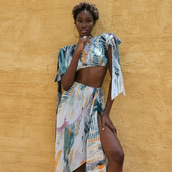 Andrea Iyamah Halima Crop Top Women’s Size Medium Abstract Bark - Picture 1 of 6